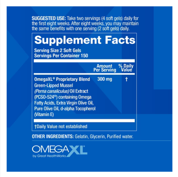 OmegaXL, Supplement Green-Lipped Mussel Oil - 300 Softgels