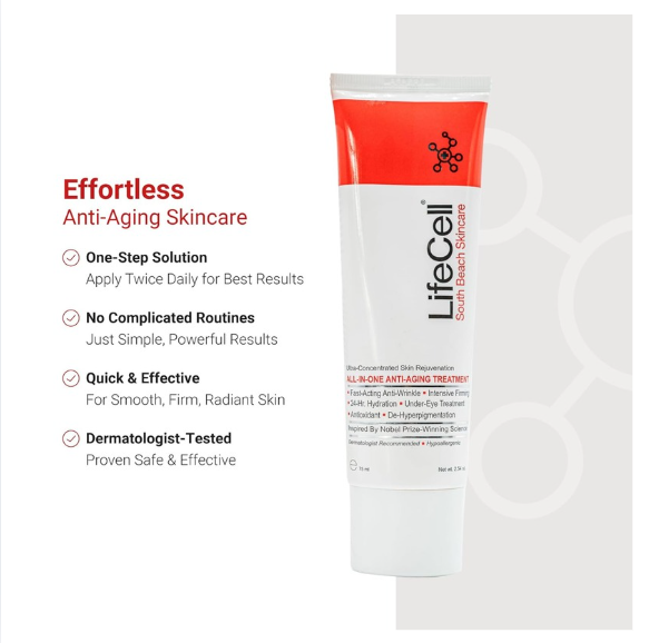 LifeCell Anti-Aging Cream for Wrinkles, Fine Lines & Dark Circles, 2.54oz