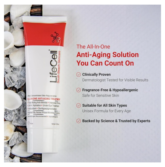 LifeCell Anti-Aging Cream for Wrinkles, Fine Lines & Dark Circles, 2.54oz