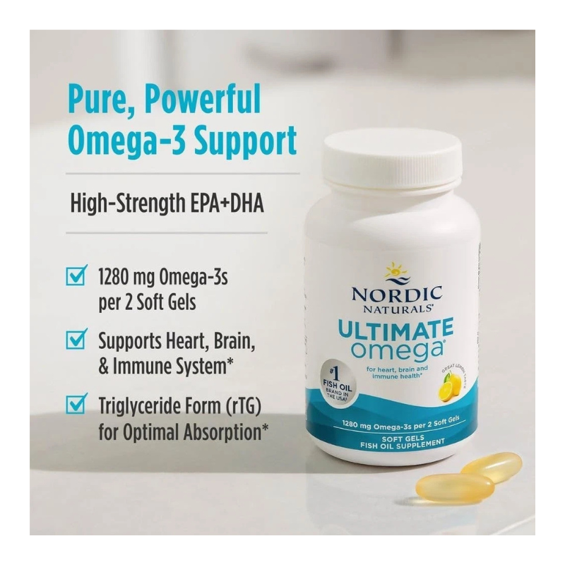 Nordic Naturals Ultimate Omega Lemon 1280mg 60ct Fish Oil