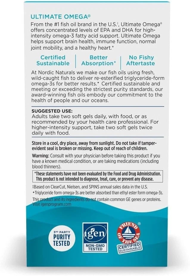 Nordic Naturals Ultimate Omega Lemon 1280mg 60ct Fish Oil