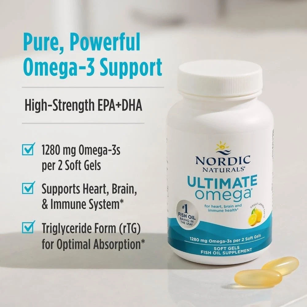 Nordic Naturals Ultimate Omega Lemon 1280mg 60ct Fish Oil